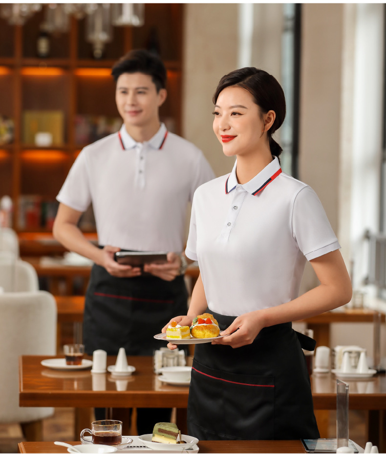 餐飲服務(wù)員工作服短袖t恤印字男女夏季工廠食堂商場超市公司工衣
